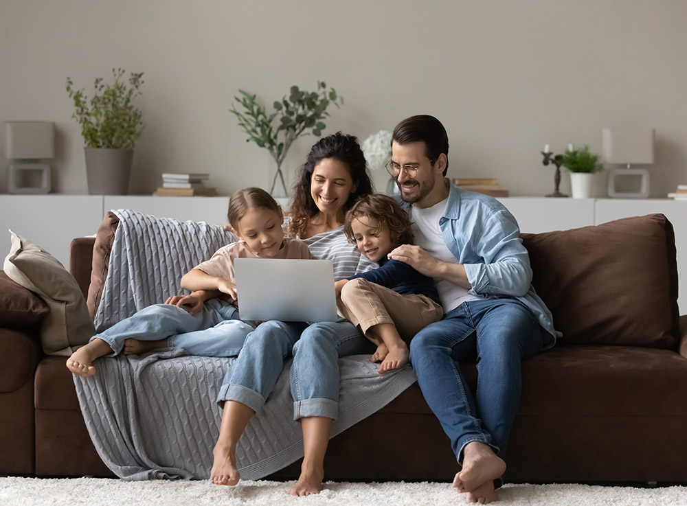 family on couch